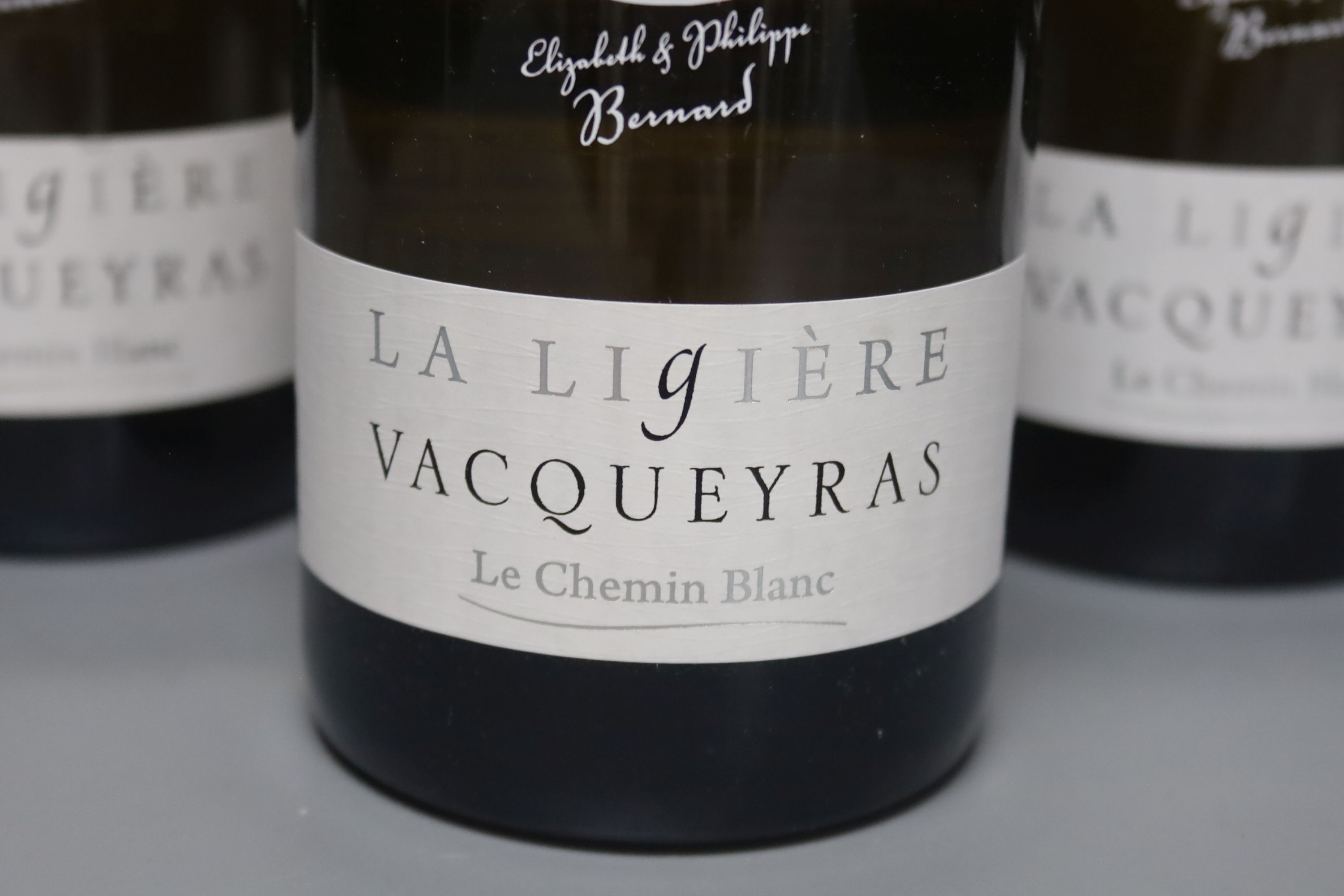 Six bottles of Domaine de la Ligiere Vacqeyras Le Chemin Blanc, 2017, 75cl